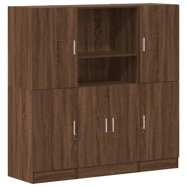vidaXL 3-tlg. K&uuml;chenschrank-Set Braun Eichen-Optik Holzwerkstoff