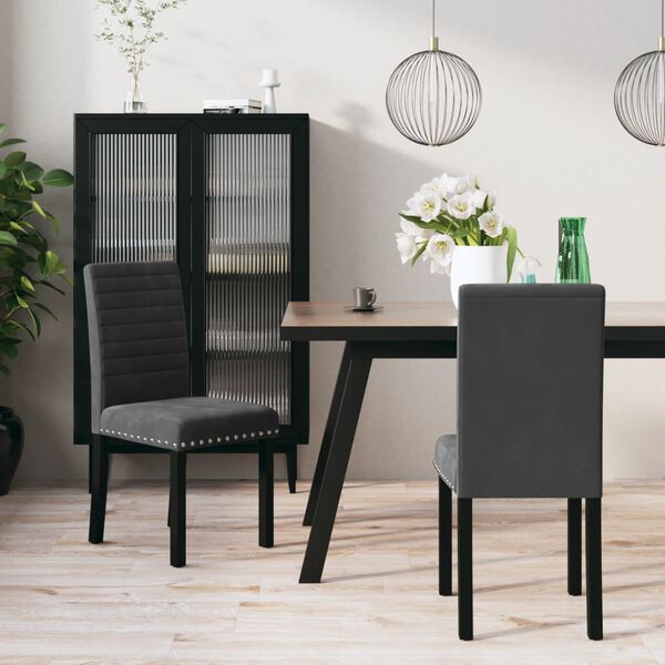 vidaXL Esszimmerst&uuml;hle 2 Stk. Dunkelgrau Samt