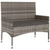 vidaXL Gartenbank 2-Sitzer mit Kissen Grau Poly Rattan