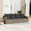 vidaXL 4-tlg. Garten-Sofagarnitur mit Kissen Grau Poly Rattan