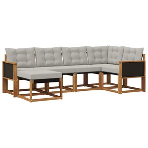 vidaXL Outdoor-Sofagarnitur 6 stk. Nat&uuml;rlich und Hellgrau