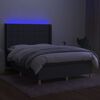 vidaXL Boxspringbett mit Matratze & LED Dunkelgrau 140x190 cm Stoff