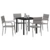 vidaXL Garten Essgruppe mit Kissen 5 pcs Grau Poly-Rattan