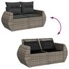 vidaXL 11-tlg. Garten-Sofagarnitur mit Kissen Grau Poly Rattan