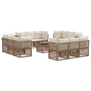 vidaXL Gartensofa-set 13 Stk. Beige Poly-Rattan