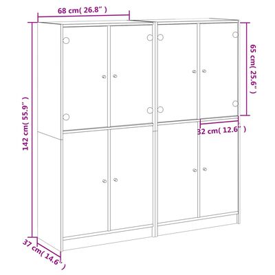 vidaXL Bücherschrank mit Türen Sonoma-Eiche 136x37x142cm Holzwerkstoff