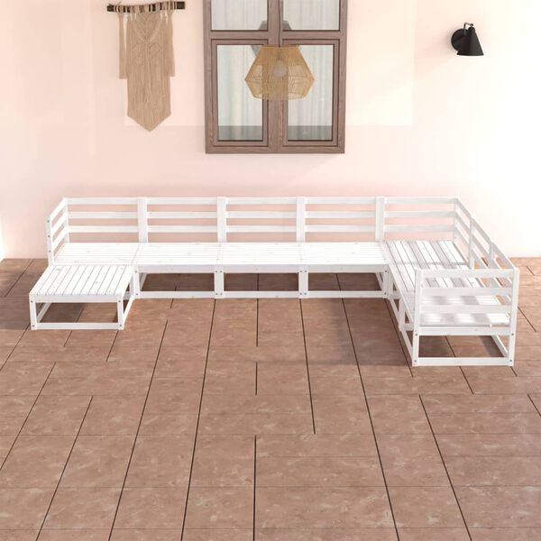 vidaXL 7-tlg. Garten-Lounge-Set Wei&szlig; Kiefer Massivholz