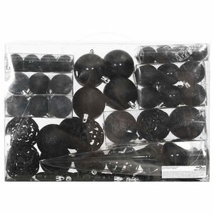 vidaXL 111-tlg. Weihnachtskugel-Set Schwarz Polystyrol