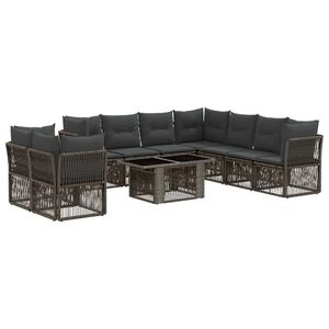 vidaXL Gartensofa-set 10 stk. Grau Poly-Rattan