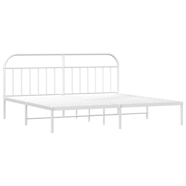 vidaXL Bettgestell mit Kopfteil Metall Wei&szlig; 193x203 cm