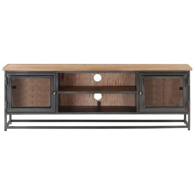 vidaXL TV-Schrank Grau 120x30x40 cm Massivholz Akazie und Stahl