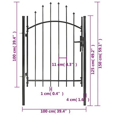 vidaXL Gartentor Stahl 1x1,5 m Schwarz