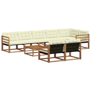 vidaXL Outdoor-Sofagarnitur mit Kissen 9 pcs Natur und Creme