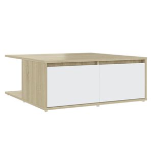 vidaXL Couchtisch Wei&szlig; und Sonoma-Eiche 80x80x31 cm Holzwerkstoff