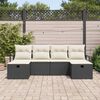 vidaXL Garten-Sofa-Set mit Kissen 6 pcs Schwarz Poly Rattan