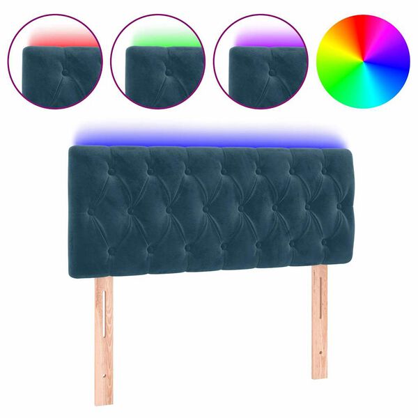 vidaXL LED Kopfteil Dunkelblau 100x7x78/88 cm Samt