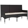 vidaXL Gartenbank 3-Sitzer mit Kissen Schwarz Poly Rattan