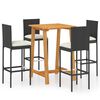 vidaXL 5-tlg. Gartenbar-Set mit Kissen Schwarz