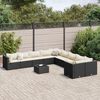 vidaXL 10-tlg. Garten-Sofagarnitur mit Kissen Schwarz Poly Rattan