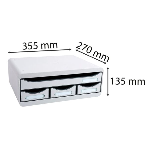 Exacompta Desktop-Schubladen-Set Toolbox mit 4 Schubladen Hellgrau