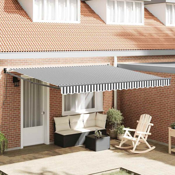 vidaXL Markise Einziehbar Anthrazit und Wei&szlig; 4x3 m Stoff und Aluminium