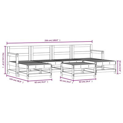 vidaXL 7-tlg. Garten-Lounge-Set Schwarz Massivholz Kiefer