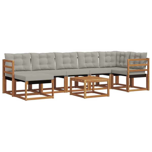 vidaXL Outdoor-Sofagarnitur mit Kissen 8 pcs Nat&uuml;rlich und Hellgrau
