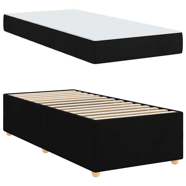 vidaXL Bettrahmen mit Matratze Schwarz 90 x 200 cm Stoff
