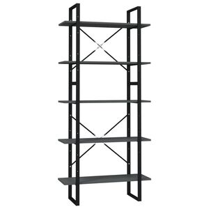 vidaXL B&uuml;cherregal 5 F&auml;cher Grau 80x30x175 cm Holzwerkstoff