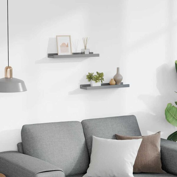 vidaXL Bilderleisten 2 Stk. Grau 40x9x3 cm MDF