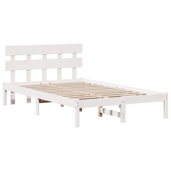vidaXL Bettgestell mit Kopfteil Wei&szlig; 120 x 200 cm Massivholz Kiefer