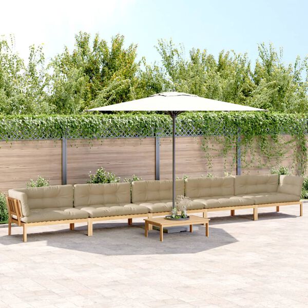 vidaXL 6-tlg. Garten-Sofagarnitur aus Paletten mit Kissen Akazienholz