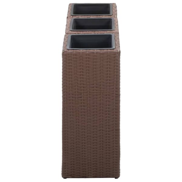 vidaXL Garten-Hochbeete 3-tlg. Poly Rattan Braun