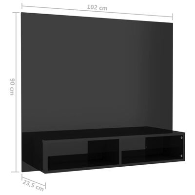 vidaXL TV-Wandschrank Hochglanz-Schwarz 102x23,5x90 cm Holzwerkstoff