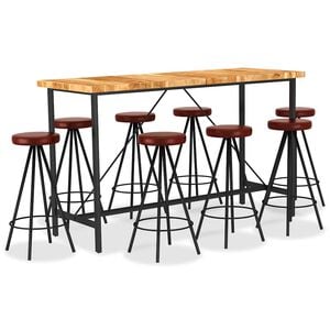 vidaXL 9-tlg. Bar-Set Massivholz Akazie und Echtleder
