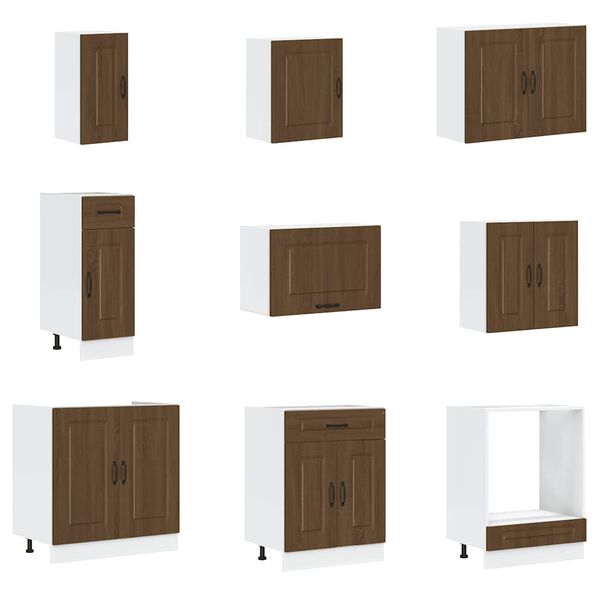 vidaXL 14-tlg. K&uuml;chenschrank-Set Kalmar Braun Eichen-Optik Holzwerkstoff