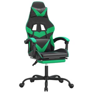 vidaXL Gaming-Stuhl mit Fu&szlig;st&uuml;tze Drehbar Schwarz & Gr&uuml;n Kunstleder