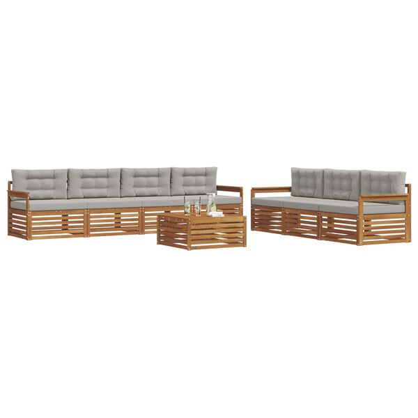 vidaXL Outdoor-Sofagarnitur mit Kissen 8 pcs Nat&uuml;rlich und Hellgrau