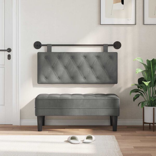 vidaXL H&auml;ngevorderseite Wandmontiert Dunkelgrau 110 x 55 x 7 cm Samt
