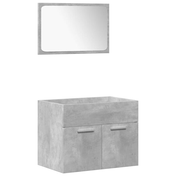 vidaXL 4-tlg. Badm&ouml;bel-Set Betongrau Holzwerkstoff
