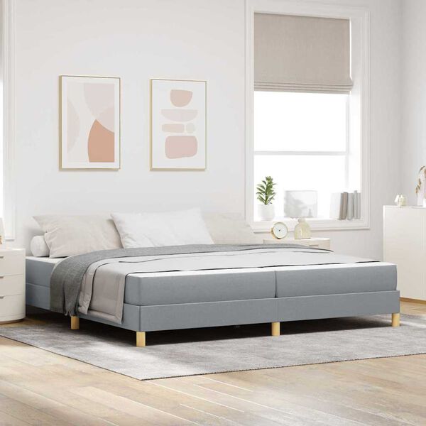 vidaXL Boxspringbett mit Matratze Hellgrau 200 x 200 cm Stoff