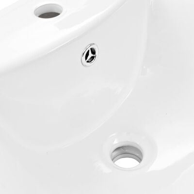 vidaXL Freistehendes Waschbecken mit Säule Keramik Weiß 580x470x200 mm