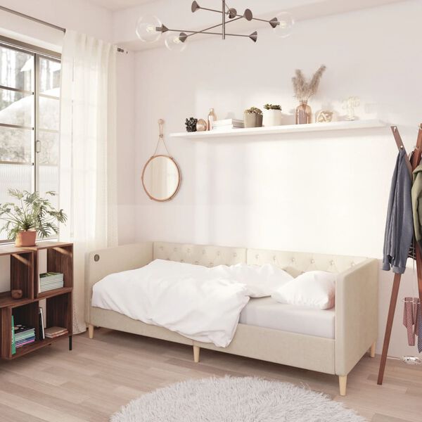 vidaXL Tagesbett mit Matratze USB Creme Stoff 90x200 cm