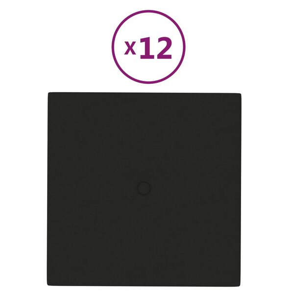 vidaXL Wandpaneele 12 Stk. Schwarz 30x30 cm Stoff 1,08 m&sup2;