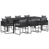 vidaXL Garten Essgruppe 9 pcs Schwarz und Anthrazit 200 x 80 x 73 cm
