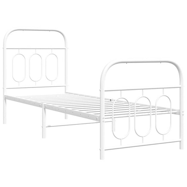 vidaXL Bettgestell mit Kopf- und Fu&szlig;teil Metall Wei&szlig; 75x190 cm