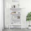 vidaXL Highboard Wei&szlig; 80x35x135 cm Stahl und Geh&auml;rtetes Glas