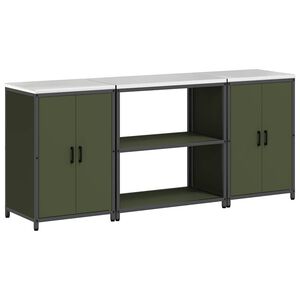vidaXL Aufbewahrungsset f&uuml;r die K&uuml;che mit Regal 3 pcs Olive Gr&uuml;n