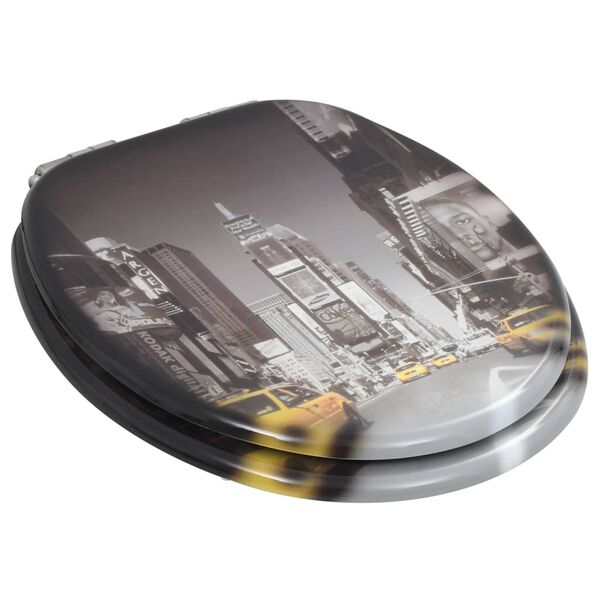 vidaXL Toilettensitze 2 Stk. mit Soft-Close-Deckel MDF New York-Design