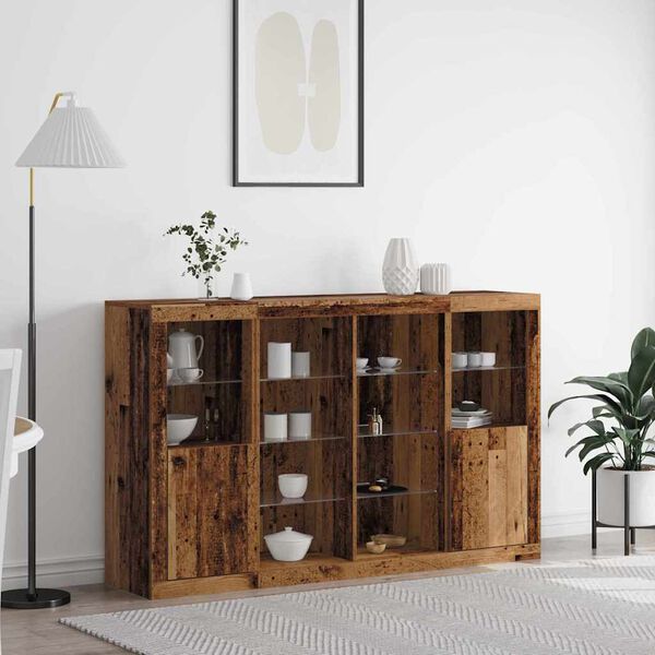 vidaXL LED-Sideboard Altholz 163 x 37 x 100 cm Holzwerkstoff